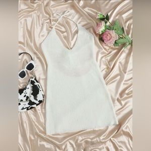 NWOT White Knit Tie Back Dress/Swim Coverup - Size Small